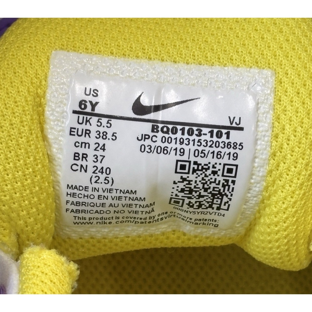 Nike Air Max 270 React (GS) Girl's Size 6Y Running Shoes Bright Violet White - Picture 6 of 12
